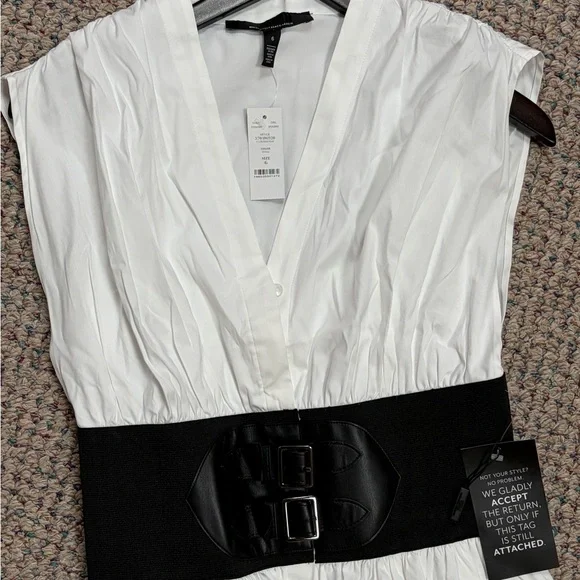 White House Black Market Cap Sleeve Belted Midi Dress - Picture 3 of 3